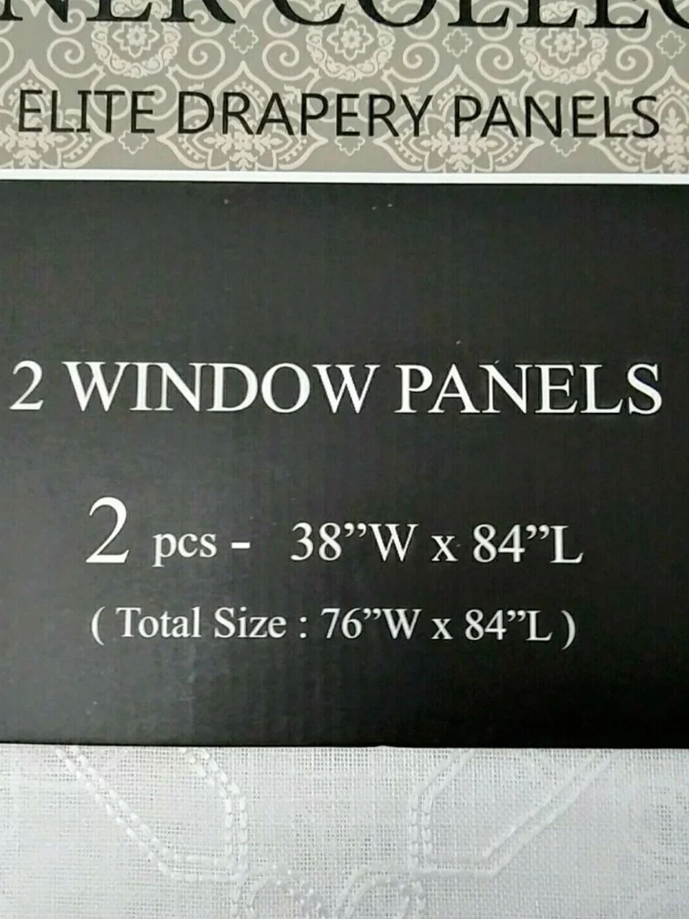 Designer Collection 2 Pk Elite Curtain Panels White Embroidered 38x84 Ea Sheer